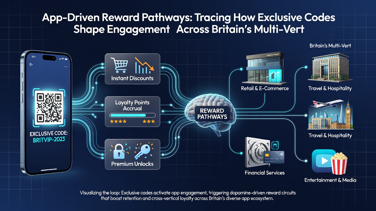 Infographic illustrating reward pathways and exclusive code flows through Britain's sports, casino, and poker betting apps