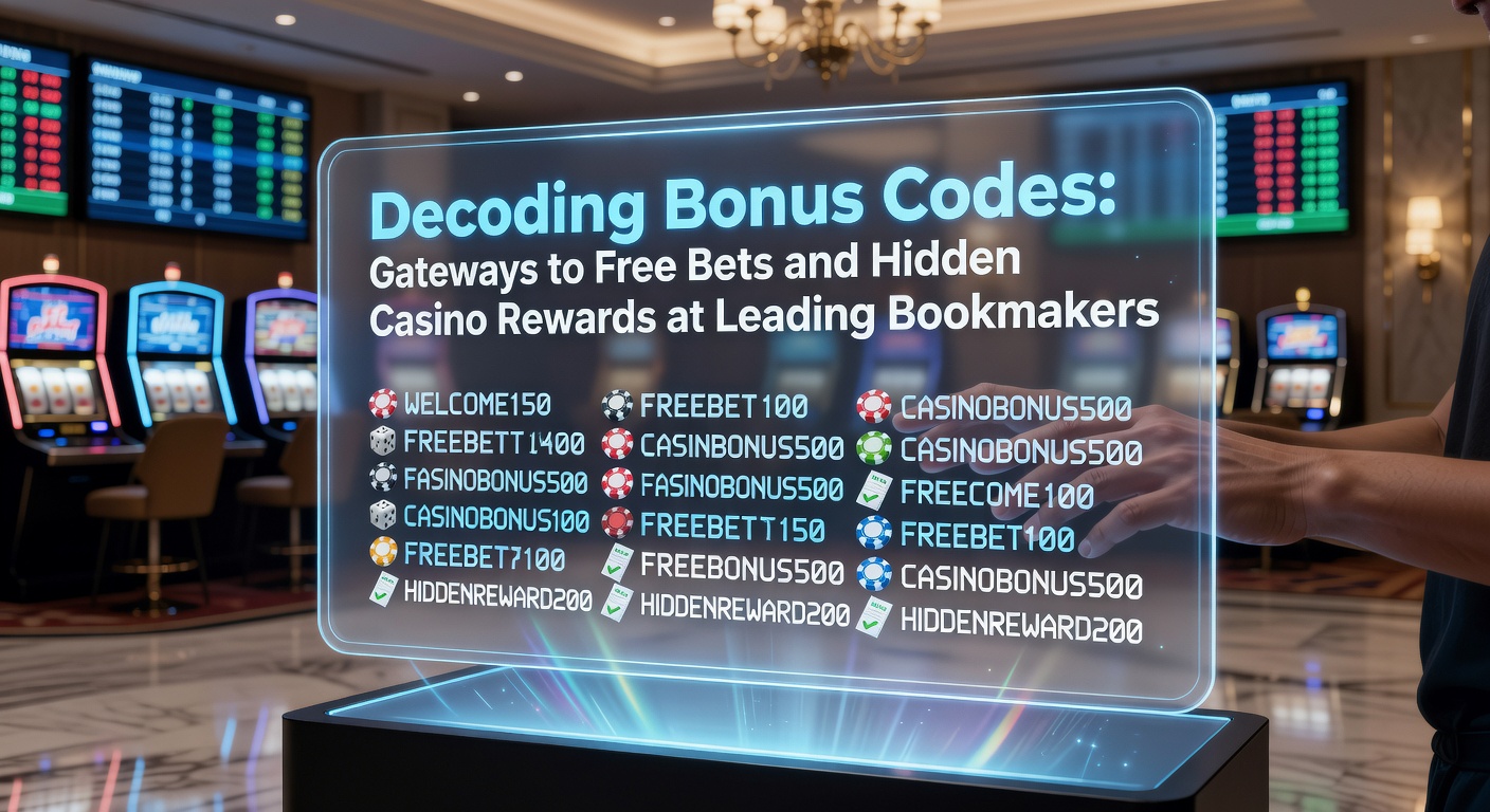Illustration of a digital code unlocking a treasure chest filled with betting chips and free bet vouchers on a vibrant casino background