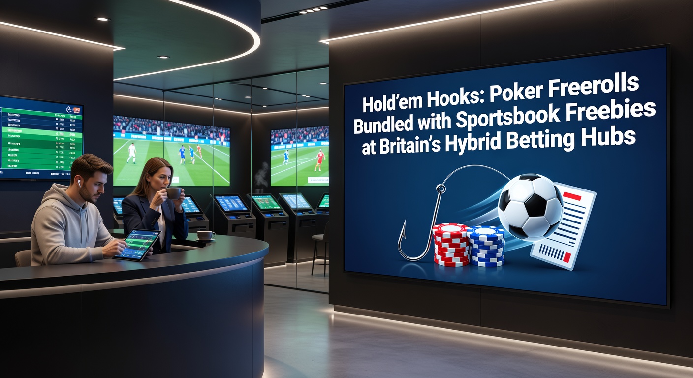 Players at a hybrid betting hub screen showing poker freeroll tournament alongside sports betting odds