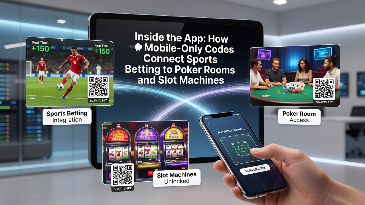 User navigating between sports betting, poker, and slots within a single mobile app