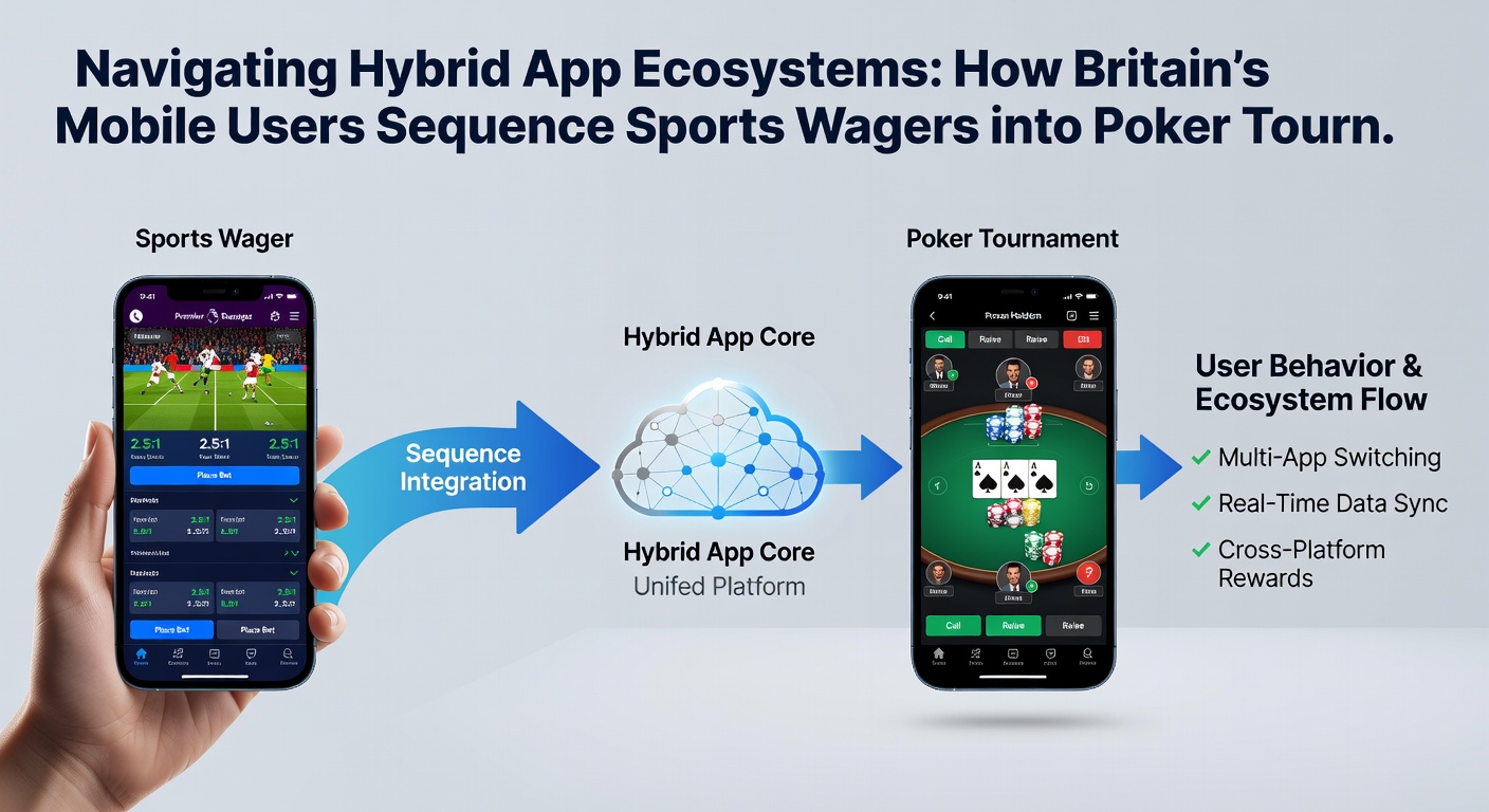 Flow diagram illustrating how sports betting rewards convert into poker tournament entries on British hybrid apps