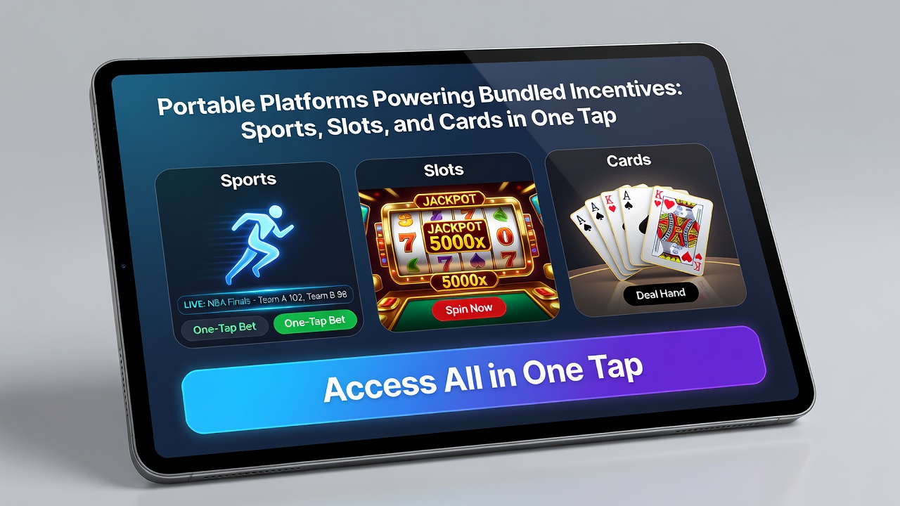 User navigating between sports markets, slot lobby, and card room within a single mobile application dashboard