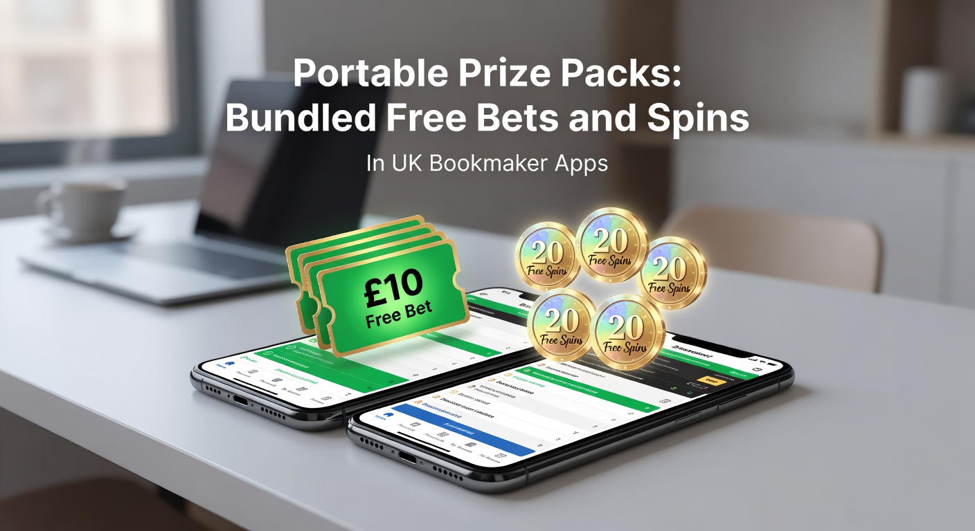 Close-up of a hand holding a phone with a bookmaker app open to a prize pack claim screen, free bet and spin icons highlighted