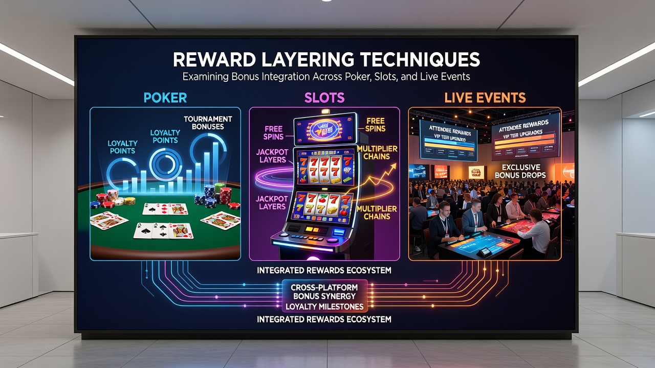 Screenshot of a casino interface displaying stacked bonus progress bars for slots, poker, and live events