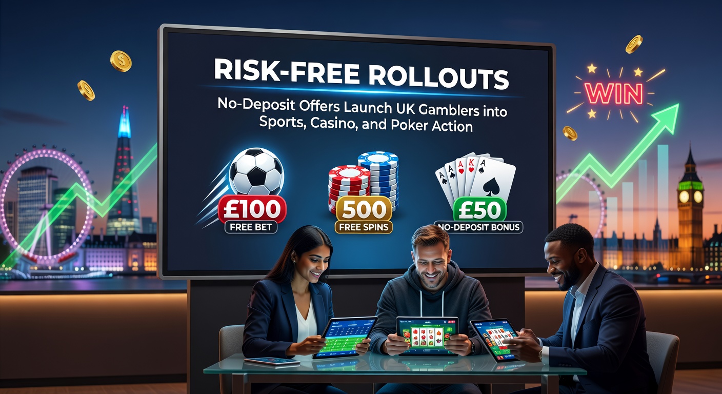 Player's screen showing active no-deposit free bet on a live football match alongside casino spins and poker lobby